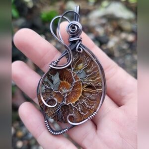 Handmade Ammonite Fossil Tree Of Life Pendant